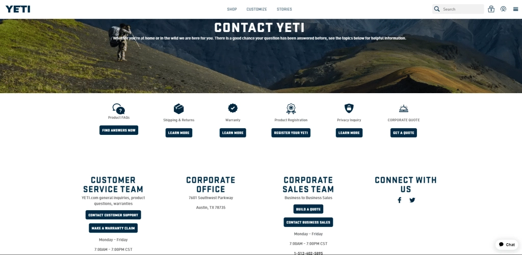 Yeti - 7 Examples of Contact Us Page for Website [+ How to Make it]
