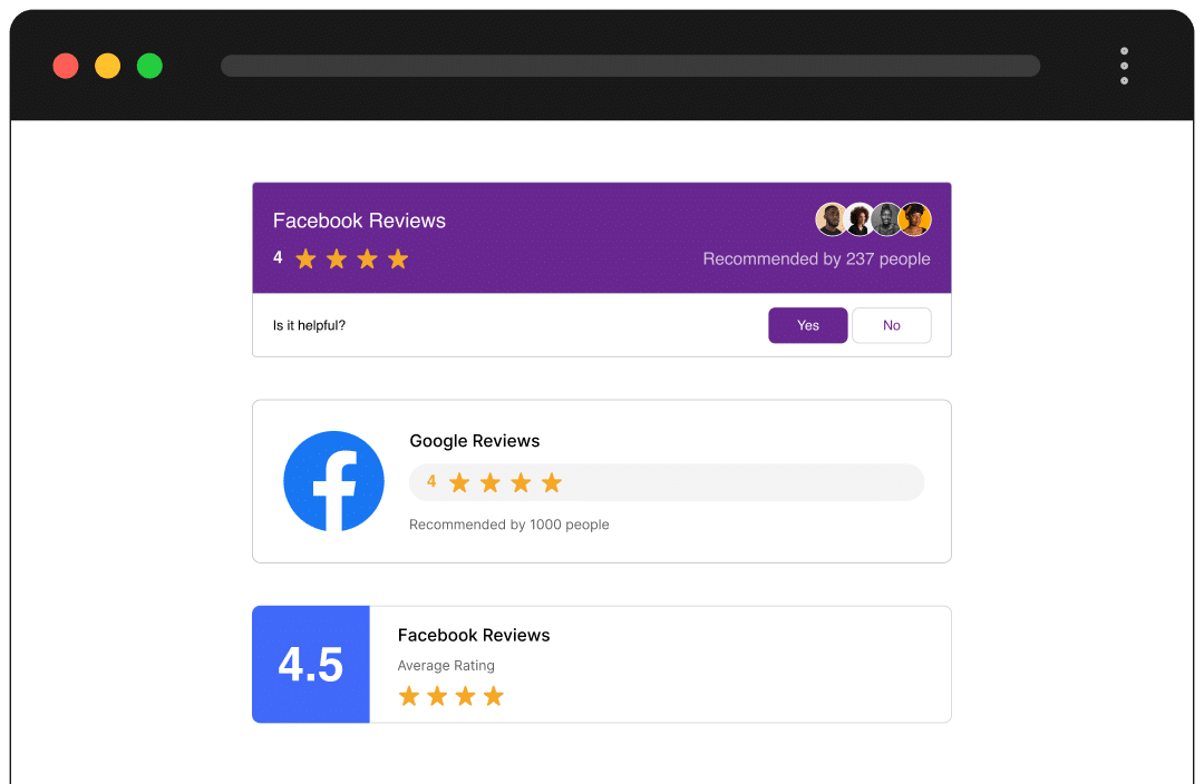 Social Reviews for WordPress 4 Facebook Review Badges