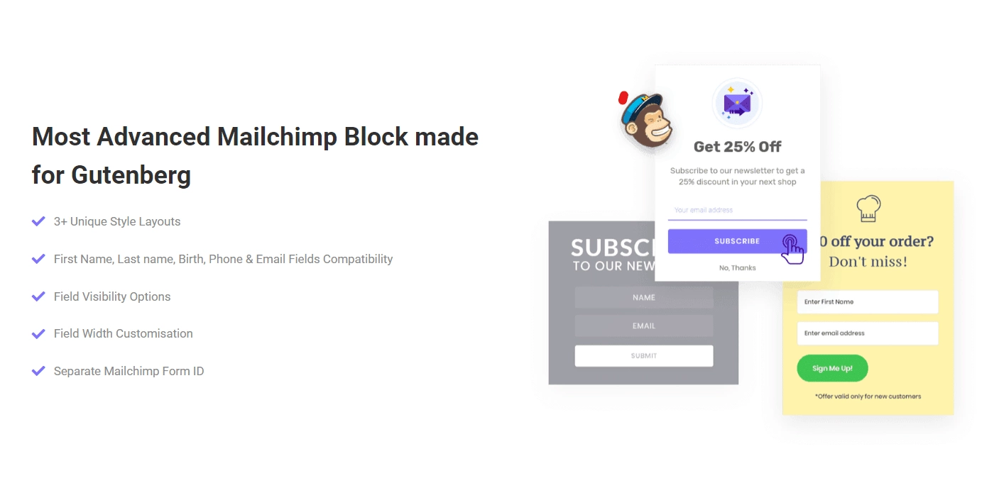 MailChimp by The Plus Blocks for Gutenberg