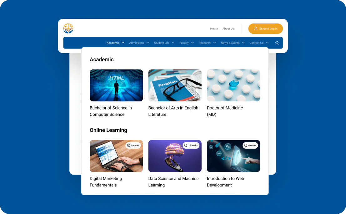Mega Menu Block For WordPress 3 educational institutes