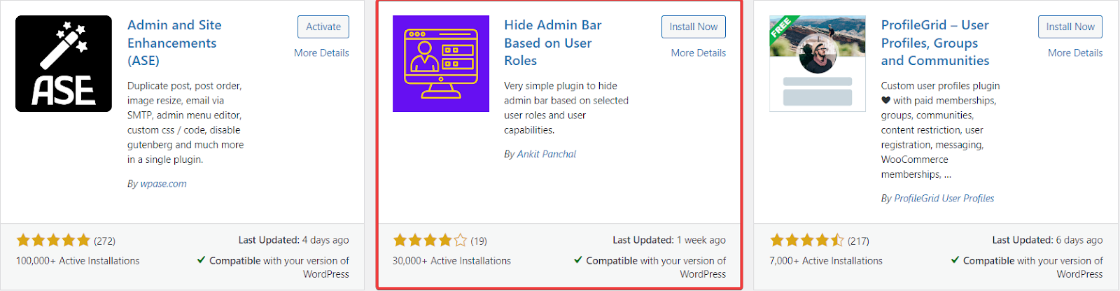 Hide Admin Bar Based on User Roles Plugin