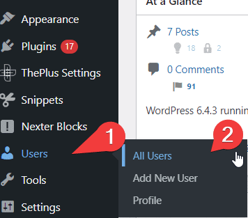 How to Disable WordPress Admin Bar for All Users Except Administrators 12 navigate to All users