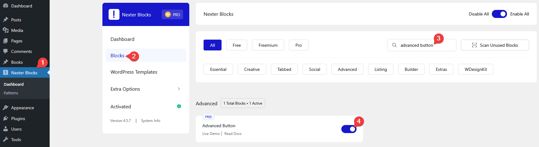 advanced button activation new