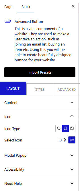 advanced button icon section new