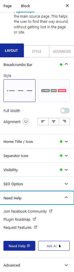 breadcrumbs layout style