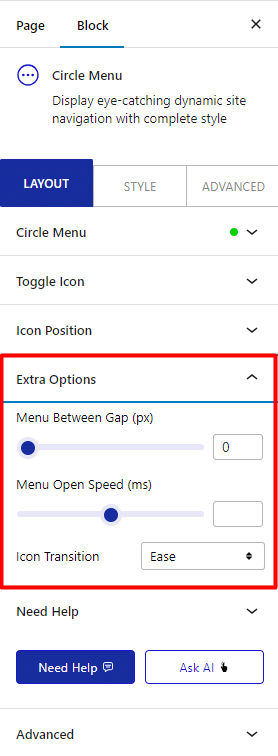 circle menu extra options