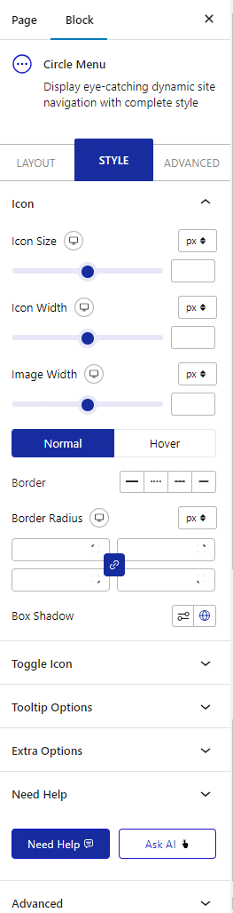 circle menu style tab