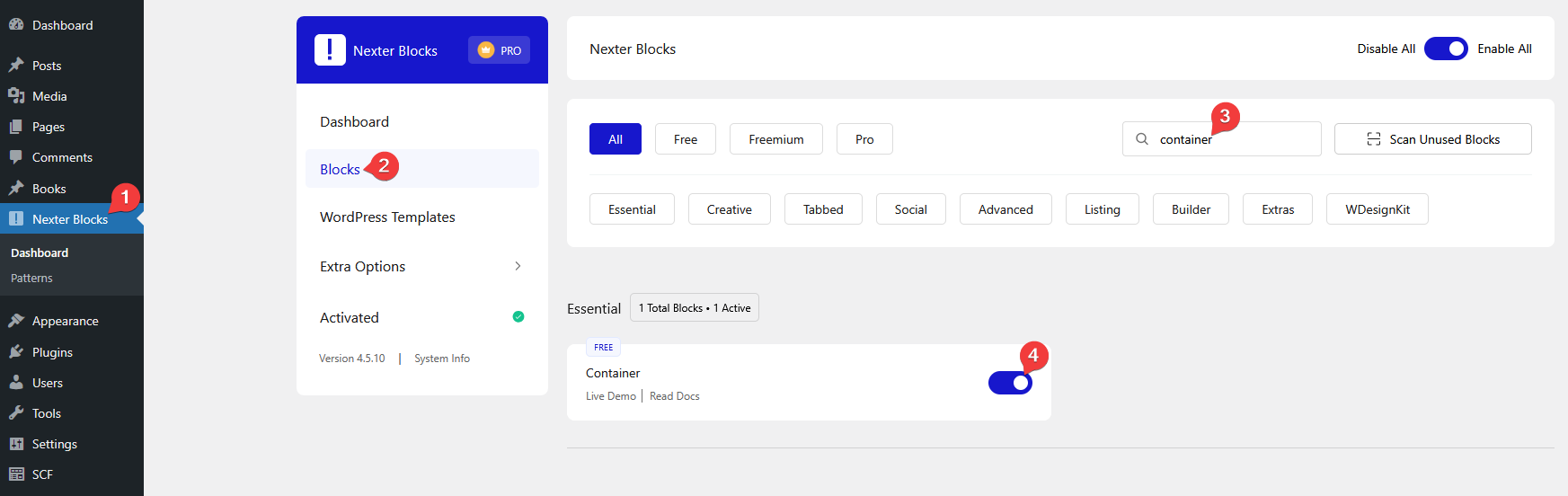 How to Add a Container in WordPress? 5 container activation new