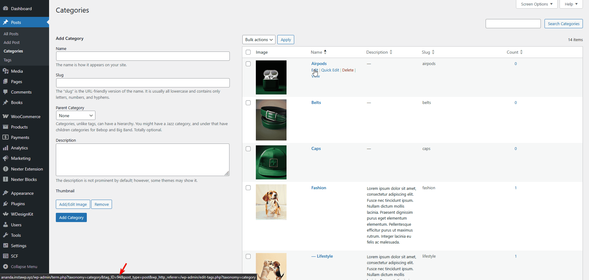 find category id new