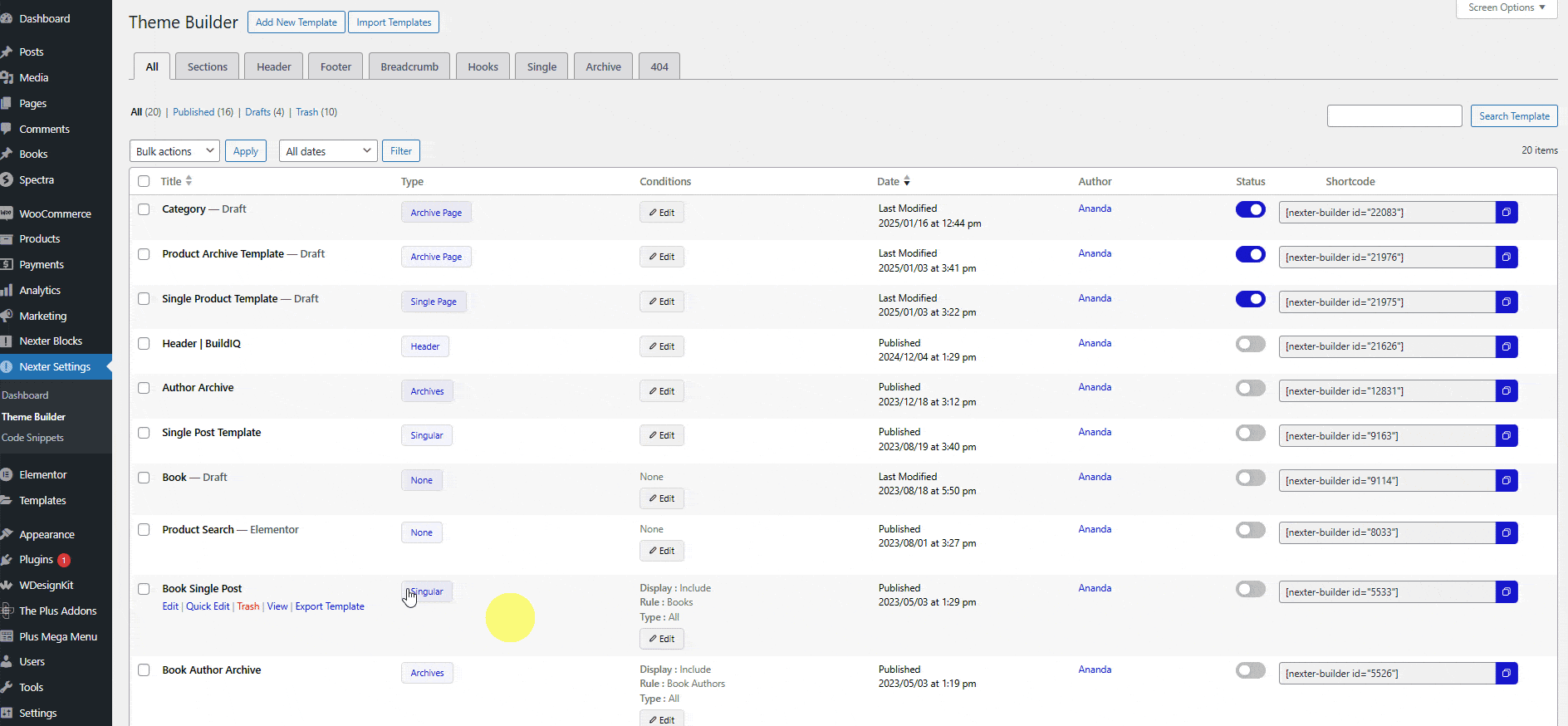 nexter builder breadcrumbs archive page