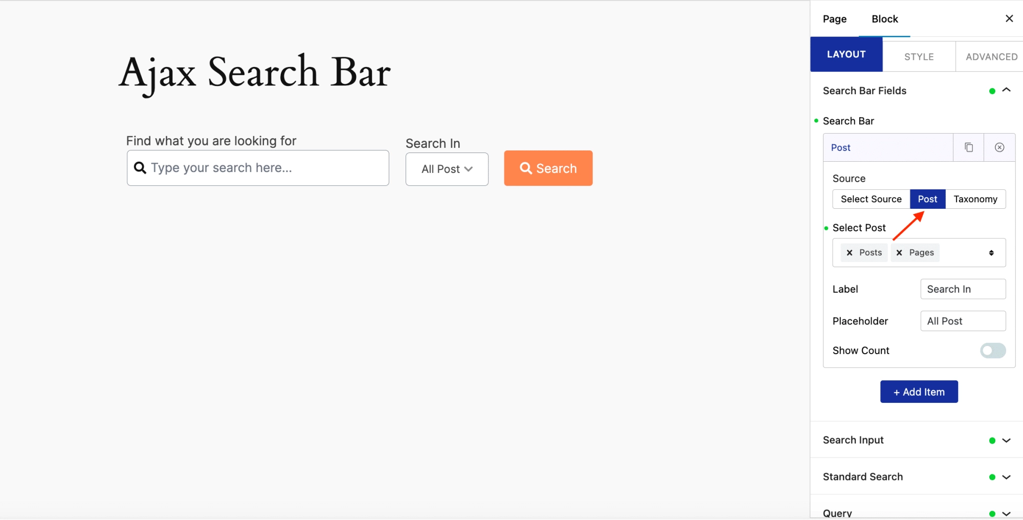 Ajax Search Bar