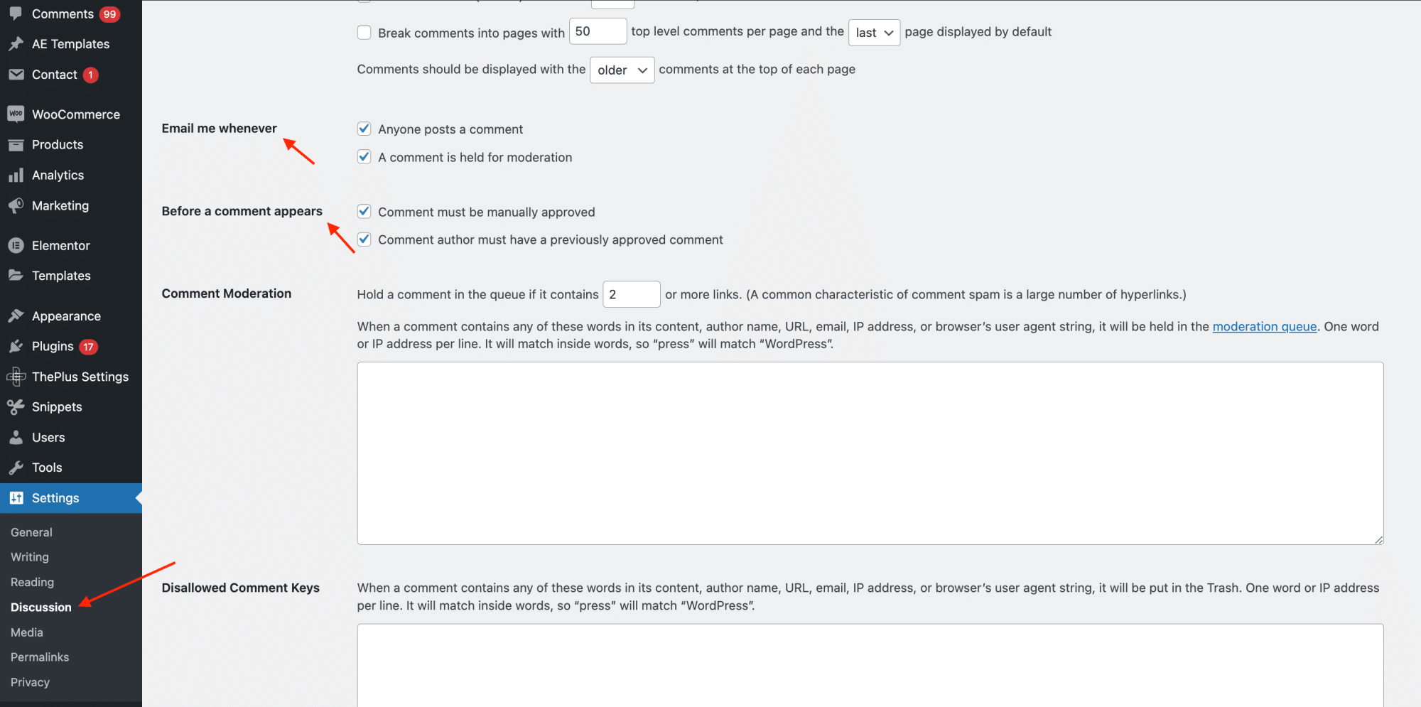 Enable Comment Moderation 1
