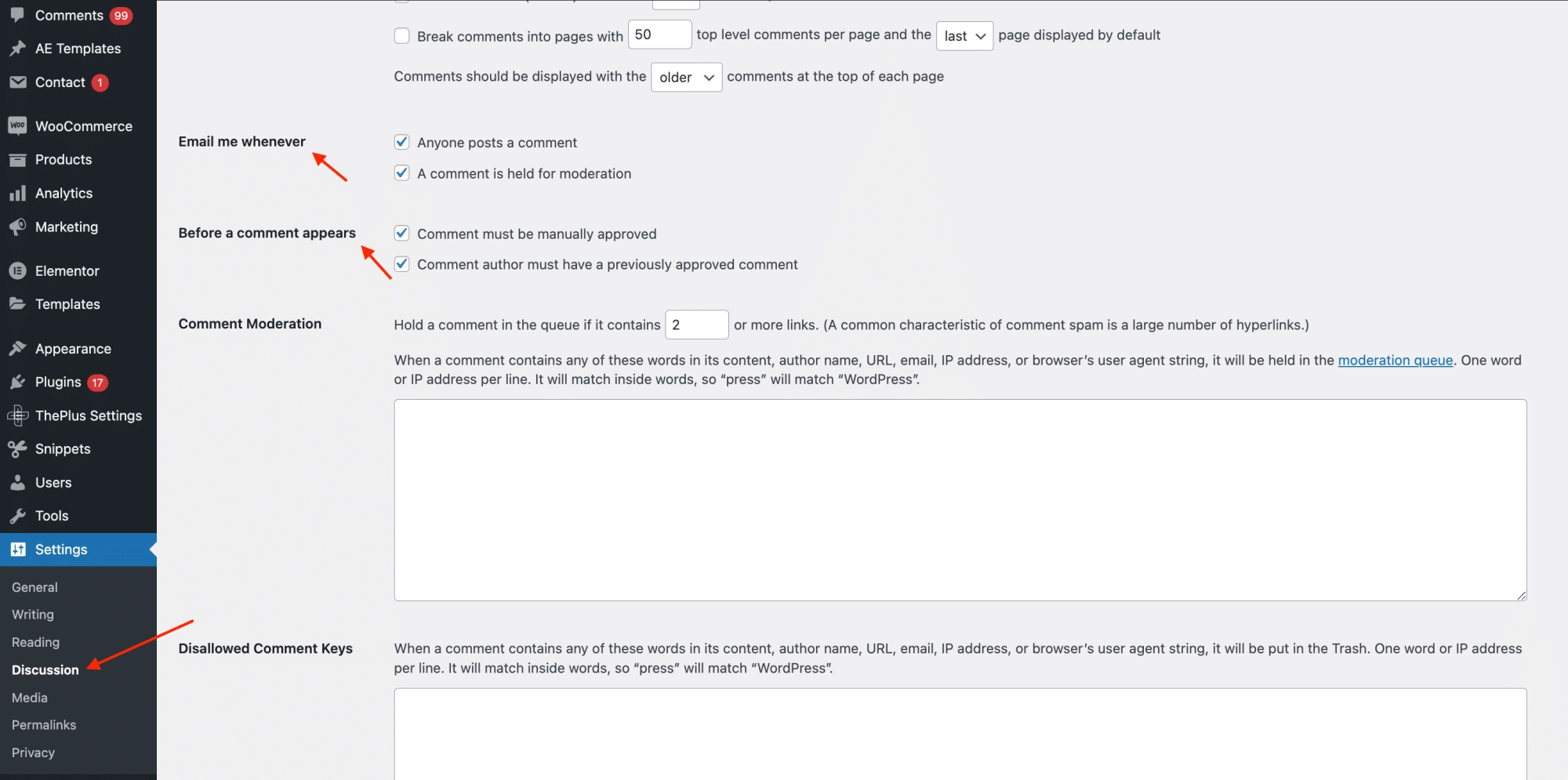 Enable Comment Moderation 1