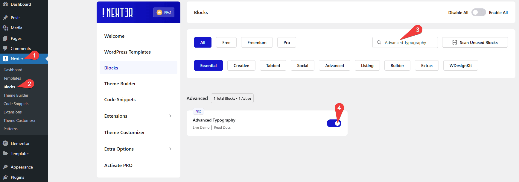 Nexter Blocks Advanced Typography Activation