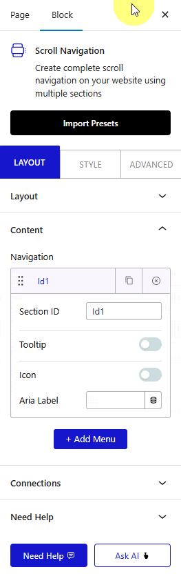 How to Create One Page Scroll Navigation in WordPress? 4 Nexter Blocks Scroll Navigation Content 1