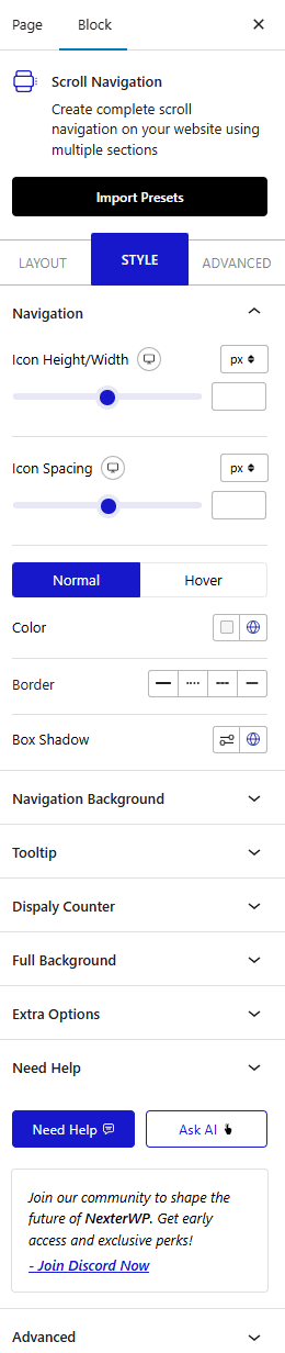 Nexter Blocks Scroll Navigation Style 2