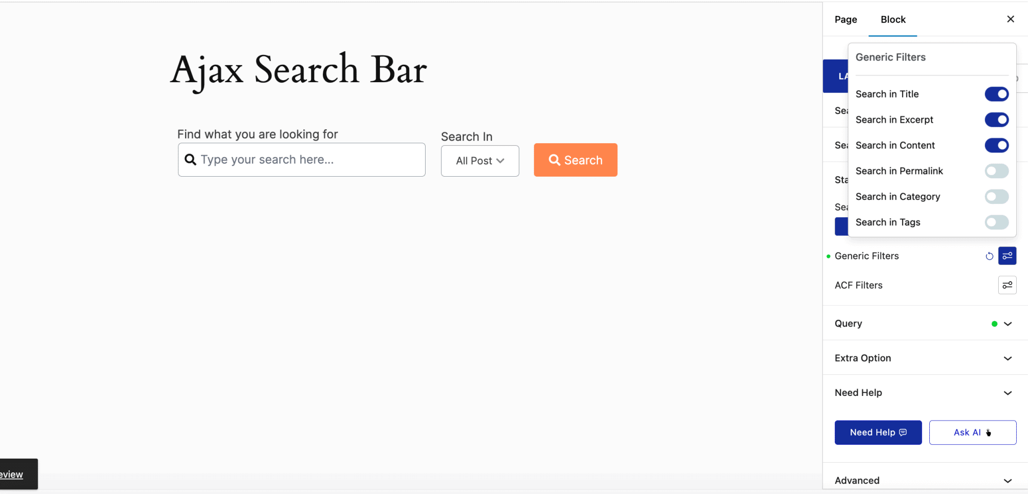 Set Search Parameters