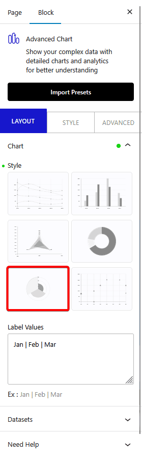 How to Create a Polar Area Graph in WordPress? 1 advanced chart polar area style new