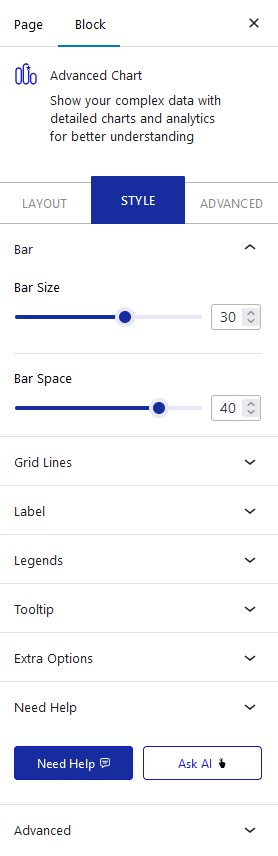 advanced chart style tab