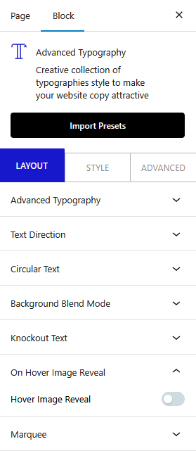 advanced typography hover image reveal new