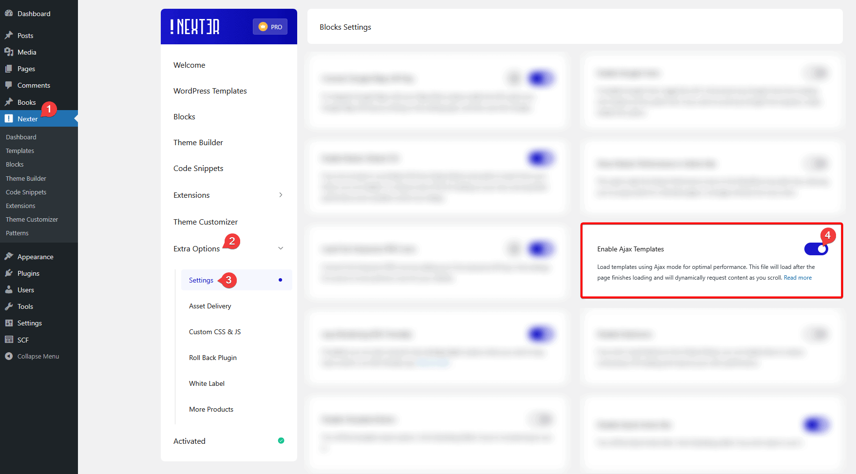 ajax templates activation new