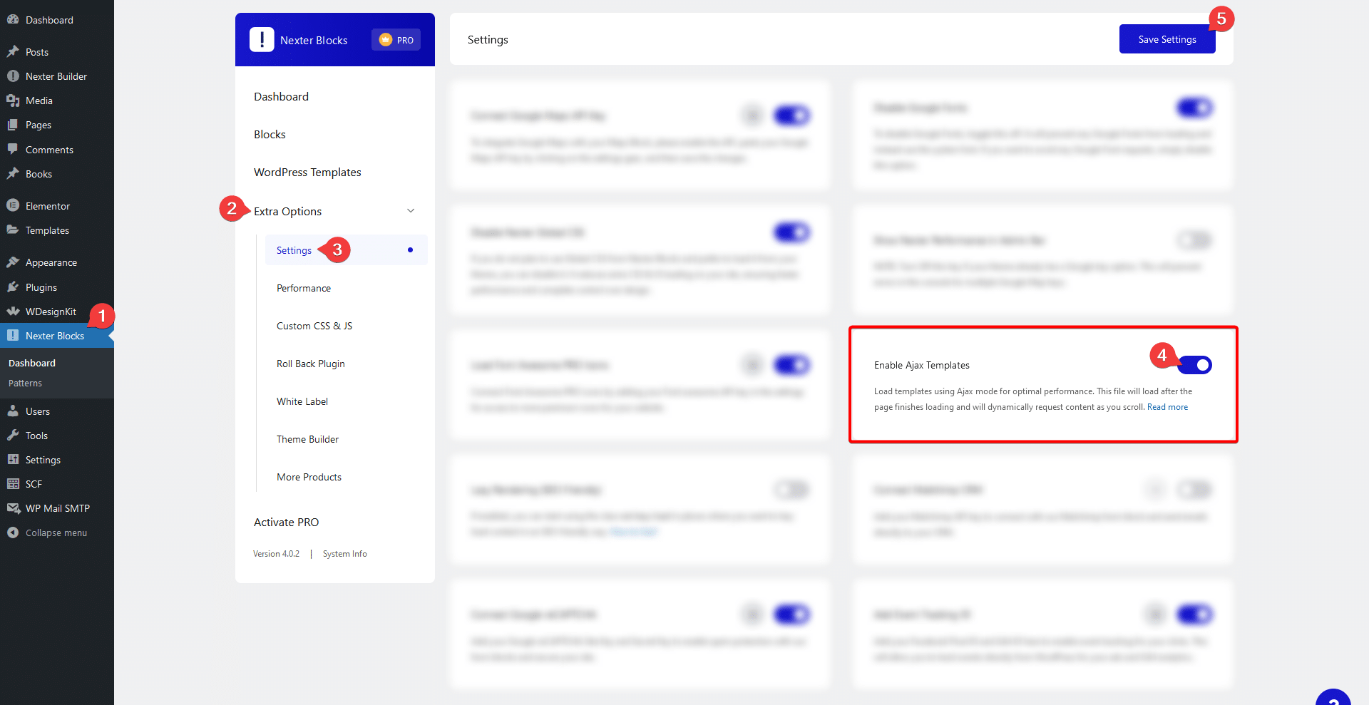 How to Enable AJAX Loading for WordPress Patterns in Nexter Blocks? 1 ajax templates activation