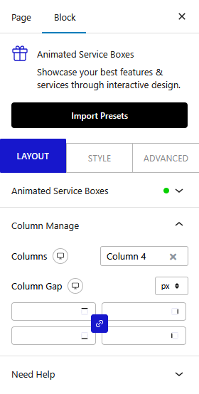 animated service box coulumn manage new