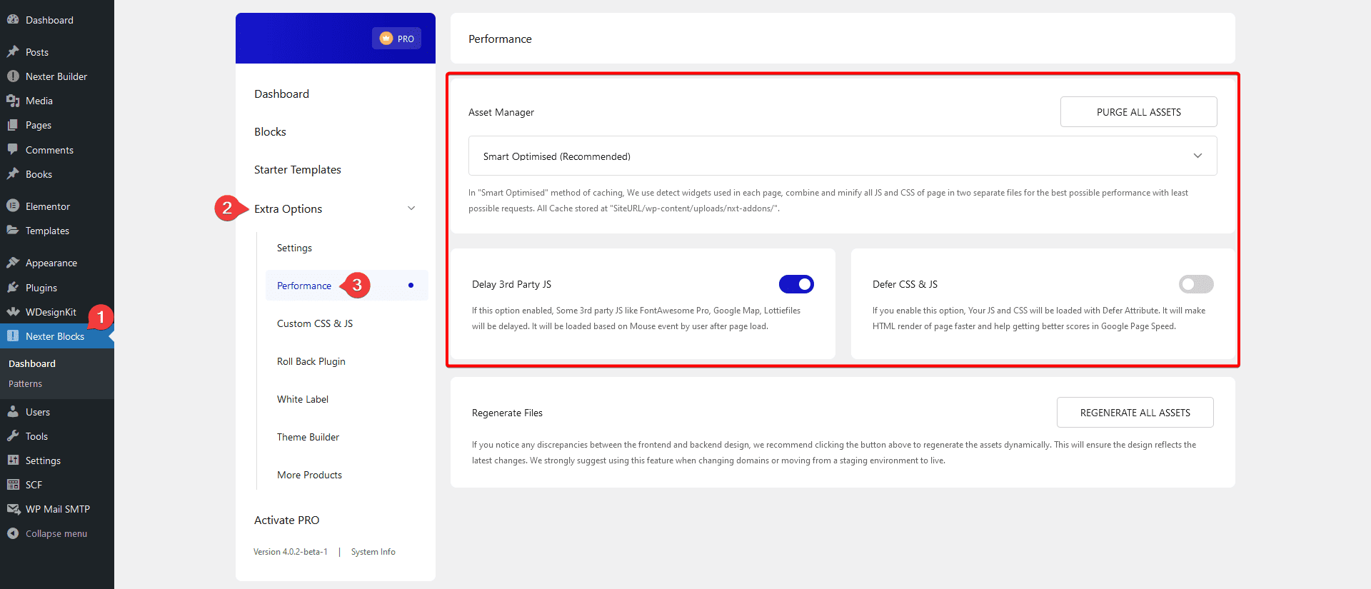 assets manager extra options performance