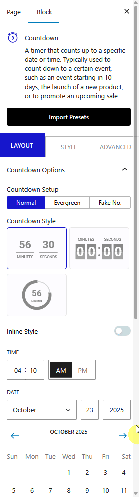 countdown inline style new