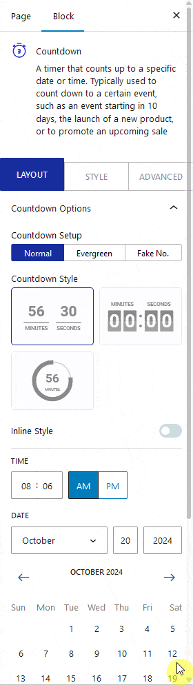 countdown inline style