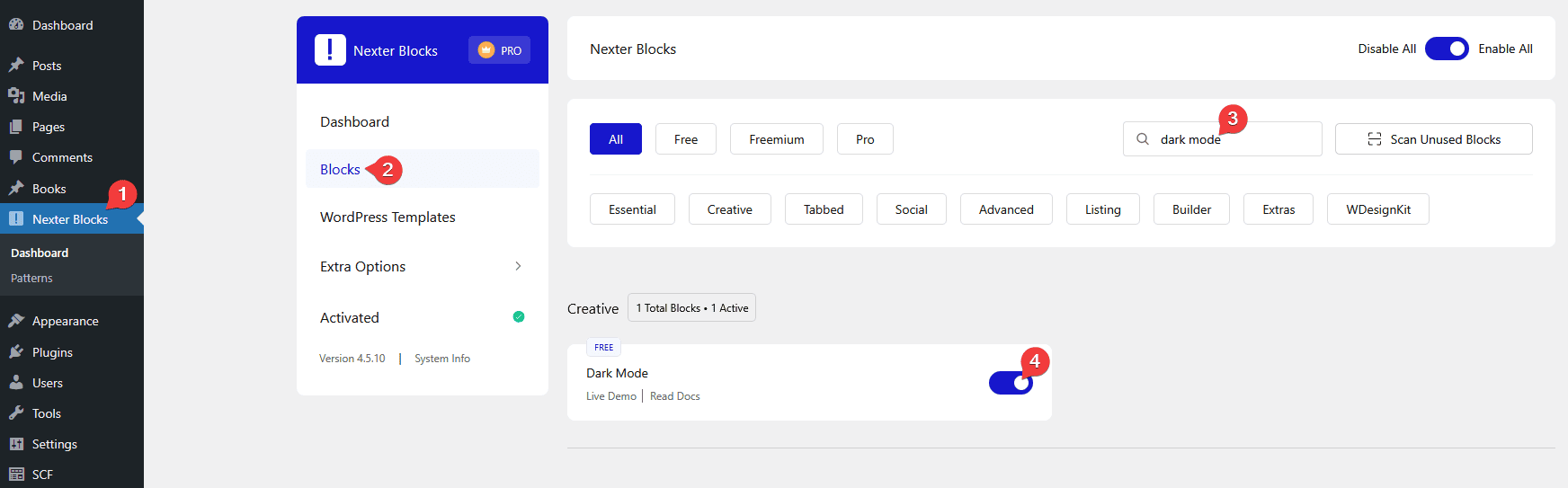 dark mode activation new