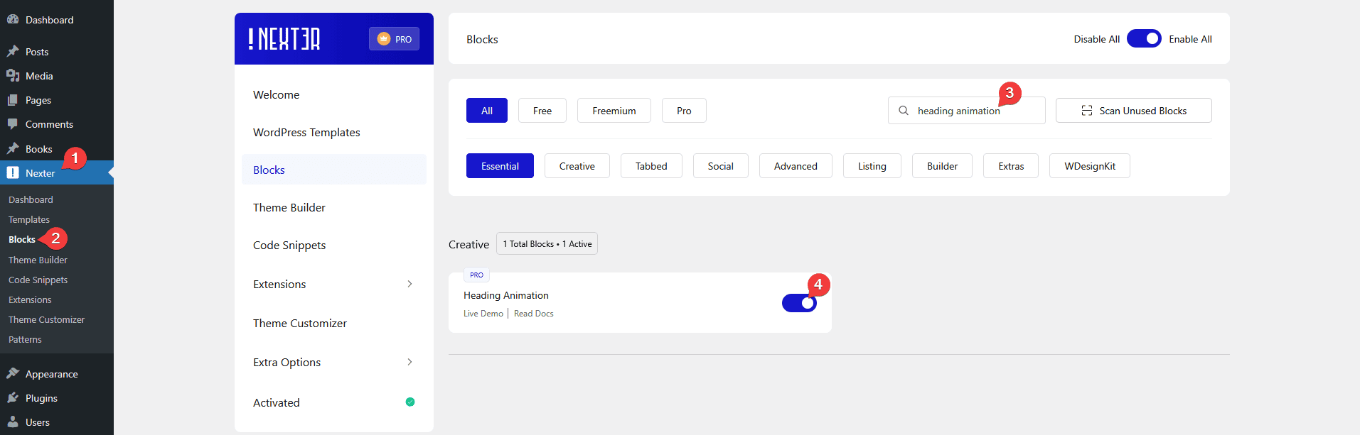 How to Add Animated Headings in WordPress? 1 heading animation activation new 1