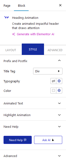 heading animation style tab