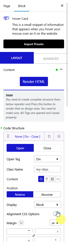 hover card content text type new