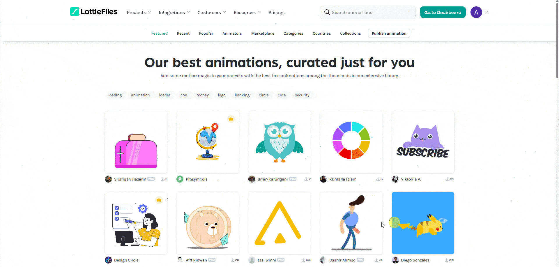 lottiefiles animation get asset link