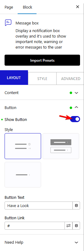 message box button new