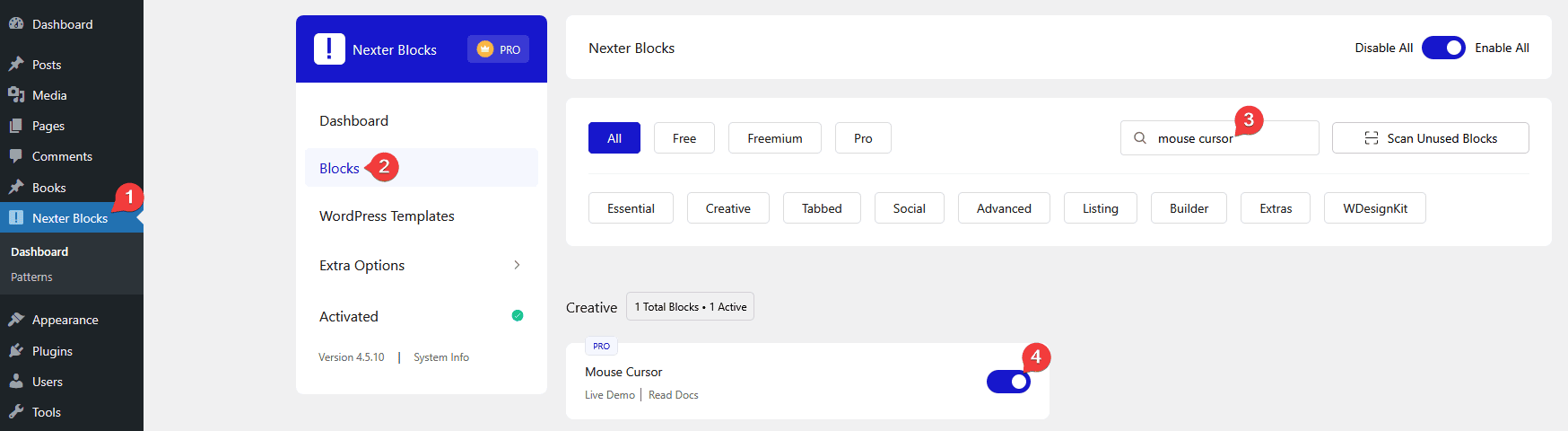 mouse cursor activation new