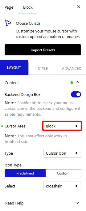 mouse cursor block new