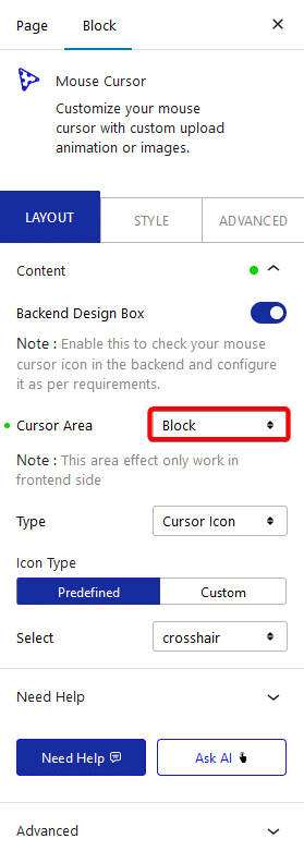 mouse cursor block