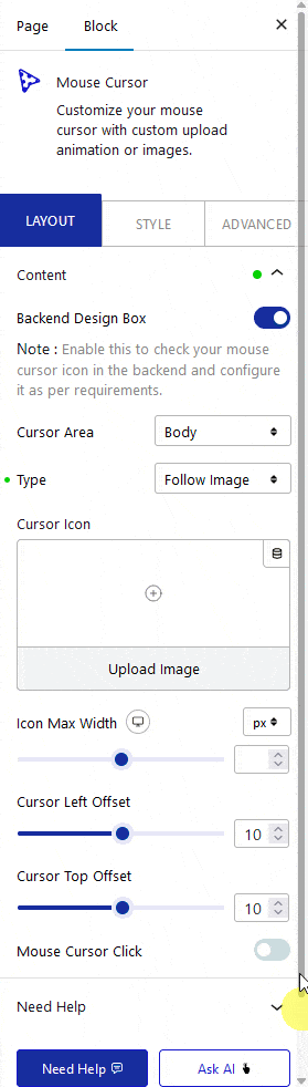 mouse cursor follow image