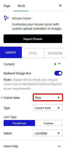 mouse cursor row new
