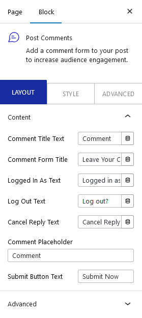 post comments layout