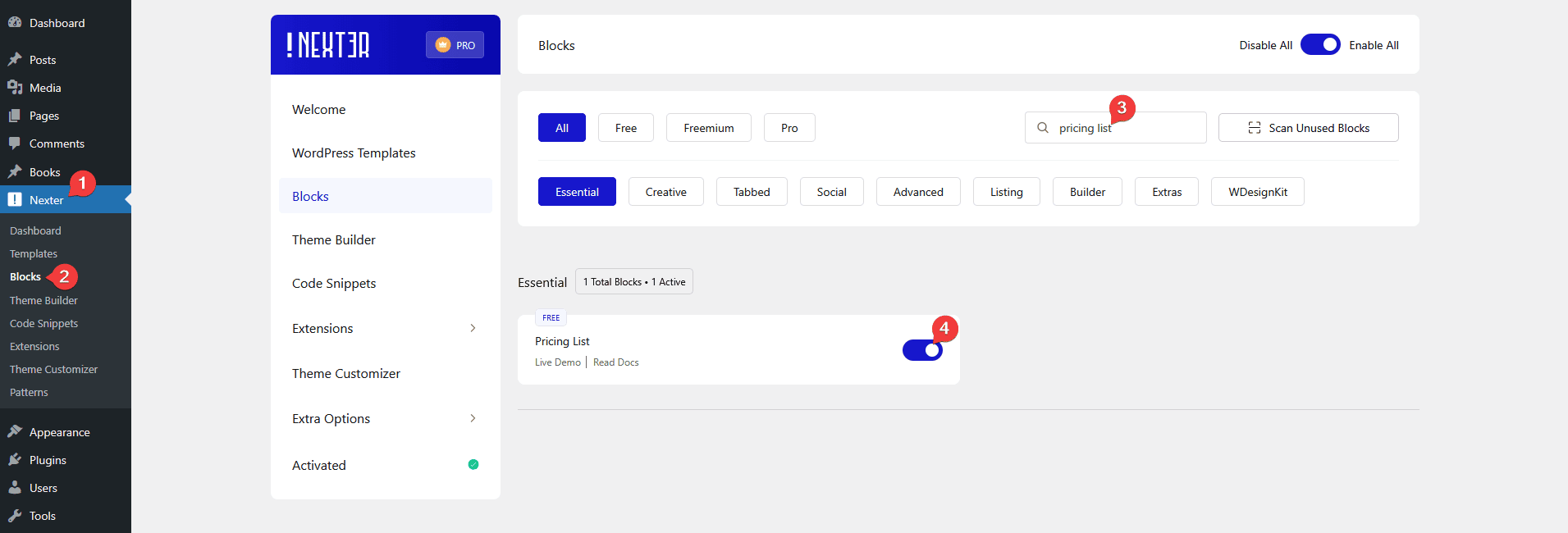 pricing list activate new 1
