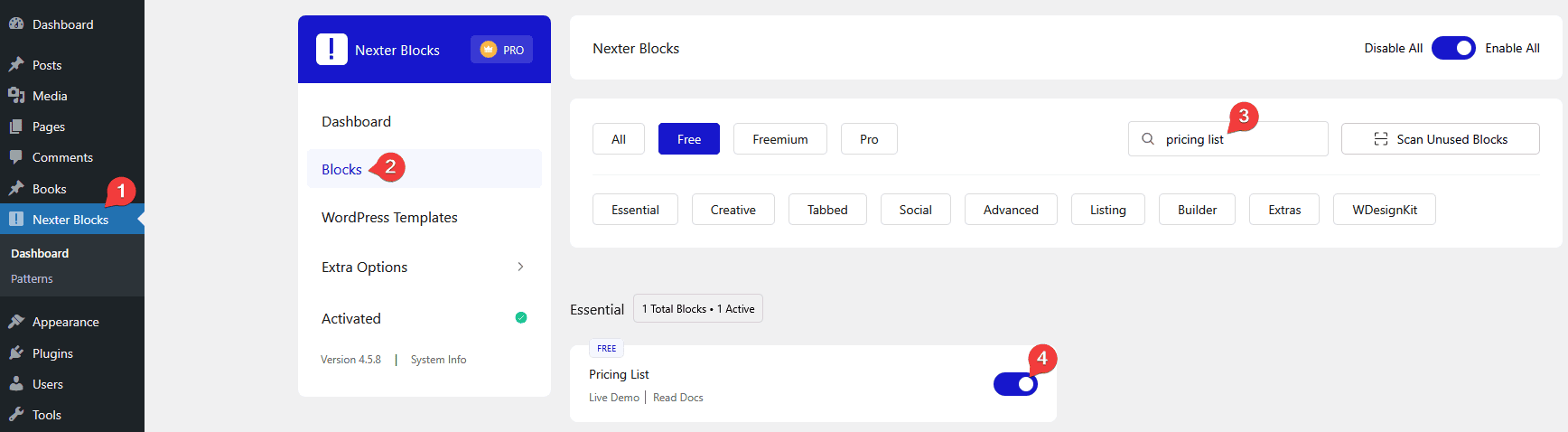 pricing list activate new