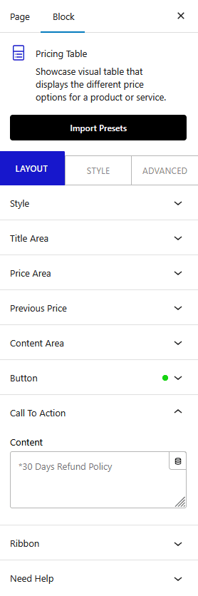 pricing table call to action new