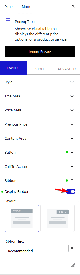 How to Add a Ribbon to a WordPress Pricing Table? (Recommended, Popular Tag) 1 pricing table ribbon add new