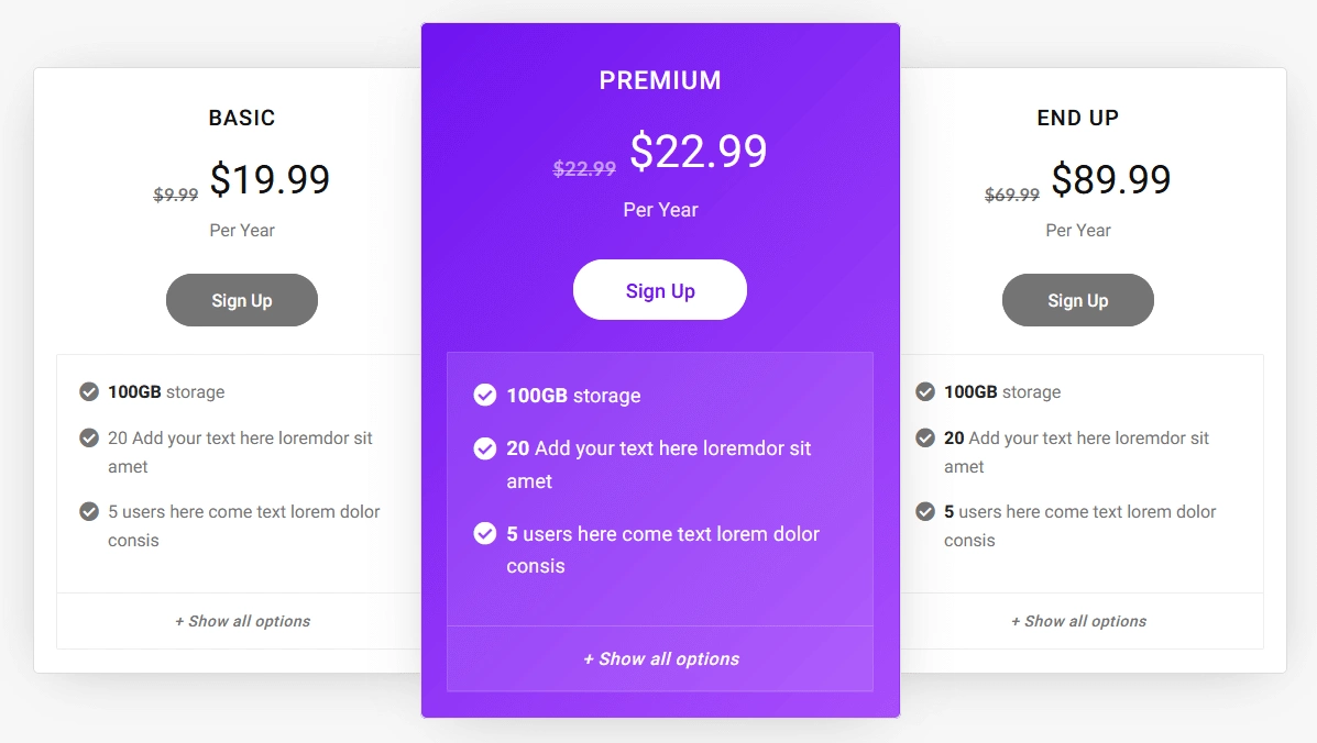 pricing table scale zoom demo