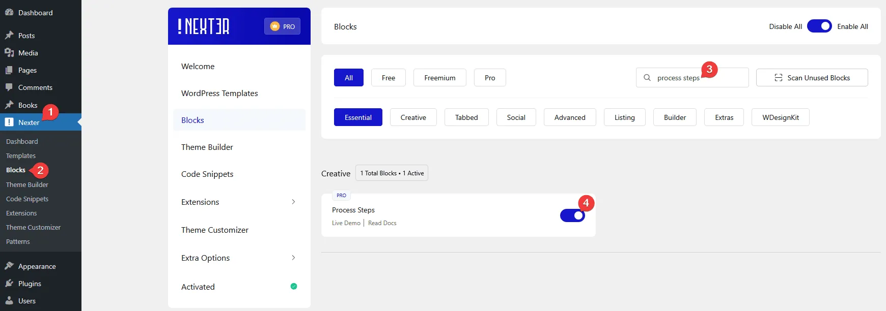 How to Add Process Steps in WordPress? (Vertical & Horizontal) 1 process steps activation new 1