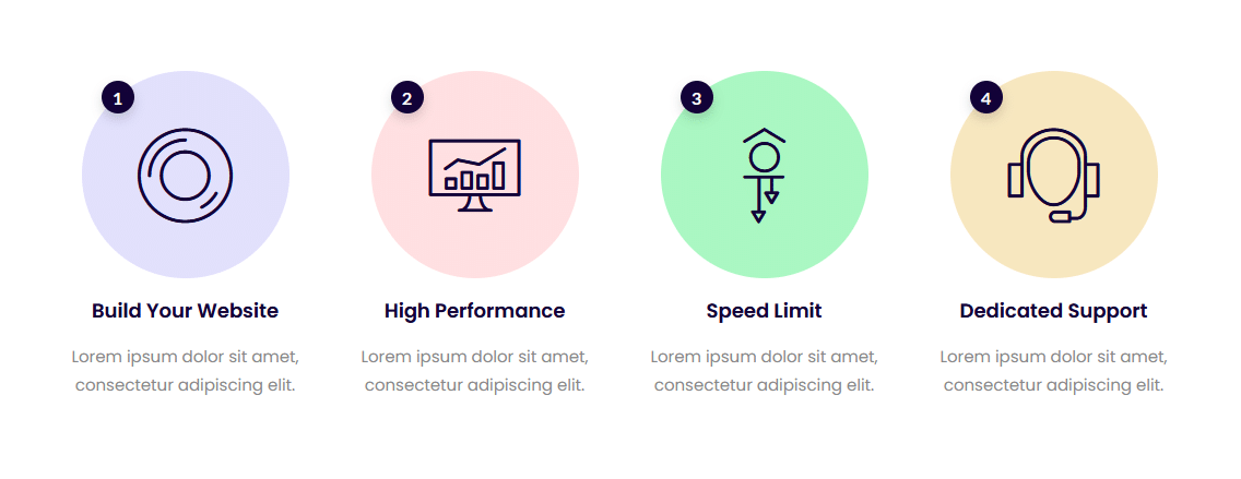 process steps content horizontal demo