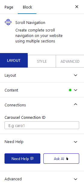 scroll navigation connections